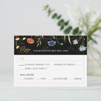 Convites Resposta RSVP Flor Silvestre Temperamental Botânic