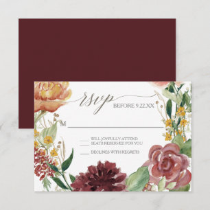 Convites Resposta RSVP Outono Crisântemo Rosas Cor-de-Rosa