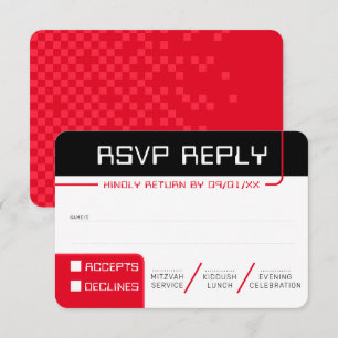 Convites RESPOSTA RSVP RESPOSTA 2 jogador moderno vermelho 