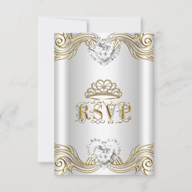 Convites Resposta RSVP Resposta Silver White Quinceanera Do (Frente)