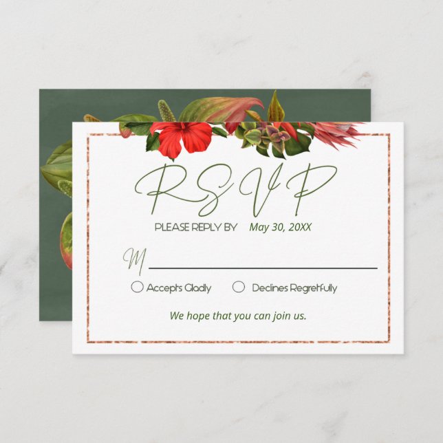 Convites Resposta Tropical Breeze Lush Botânico (Frente/Verso)
