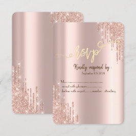 Convites Respostas com Brilho em Rose Gold RSVP