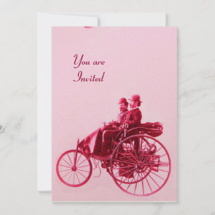 Convites RESTAURAÇÃO DE CARROS RETRÔ dourado vermelho fúcsi