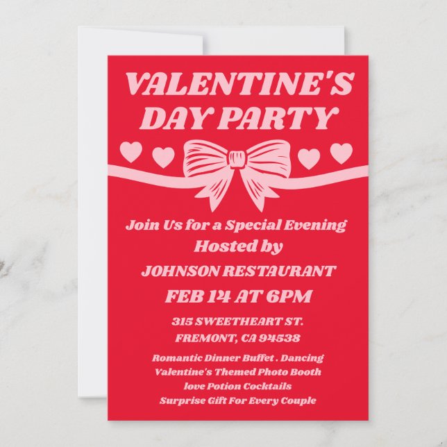 Convites Restaurant Valentine’s Day Party (Frente)
