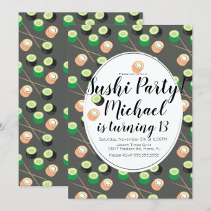Convites Restaurante cinzento de Hibachi do aniversário de