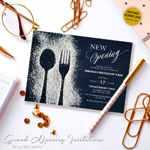 Convites Restaurante de Açúcar em Pó Branco NOVA Abertura