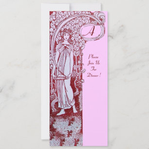 Convites RESTAURANTE MENU MONOGRAM Janto cor-de-rosa castan