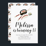 Convites Restaurante Sushi Roll Salmon Teen Birthday Hibach<br><div class="desc">Ilustração de convites de Roll Sushi projetada por Dream Big Digital Design</div>