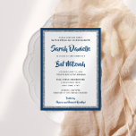 Convites Retângulo Azul e Prateado do Marinho Mitzvah Bat G<br><div class="desc">Este convite do Bat Mitzvah de tendência apresenta brilho falso cintilante em camadas sobre um fundo de cor sólida. Use o formulário modelo para adicionar suas próprias informações. A Ferramenta Design pode ser usada para alterar o estilo,  a cor e o layout da fonte.</div>
