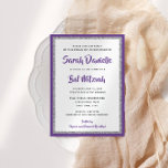 Convites Retângulo com Glittery Bat Mitzvah Purple e Silver<br><div class="desc">Este convite do Bat Mitzvah de tendência apresenta brilho falso cintilante em camadas sobre um fundo de cor sólida. Use o formulário modelo para adicionar suas próprias informações. A Ferramenta Design pode ser usada para alterar o estilo,  a cor e o layout da fonte.</div>