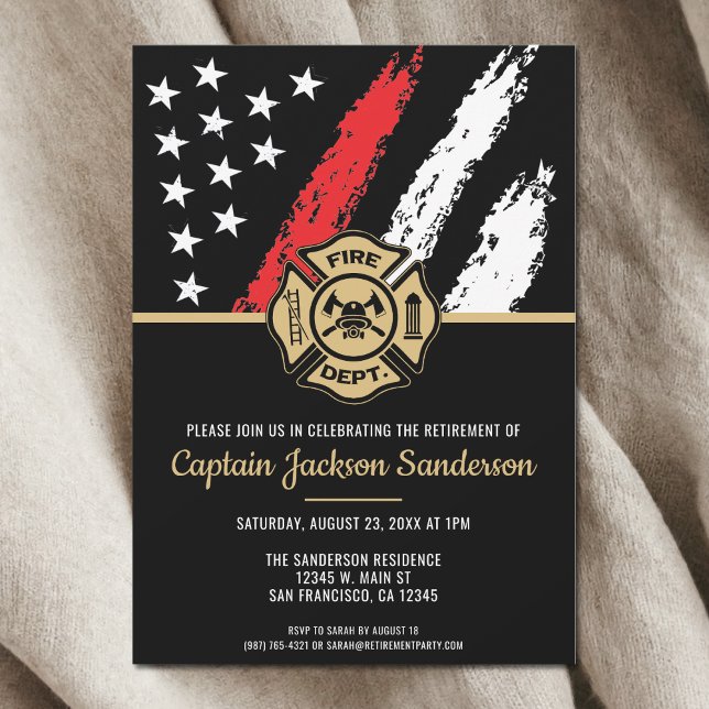 Convites Retirada de Bombeiros da Linha Vermelha (Red Line Fire Department Firefighter Retirement Invitation)