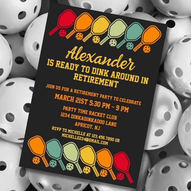 Convites Retirada de Pickleball Party Sports Paddles (Criador carregado)