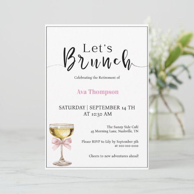 Convites Retirement Brunch Invitation • Champagne Farewell (Em pé/Frente)