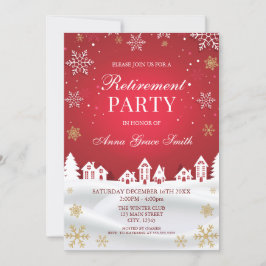 Convites Retirement Holiday Party Red Winter Invitation
