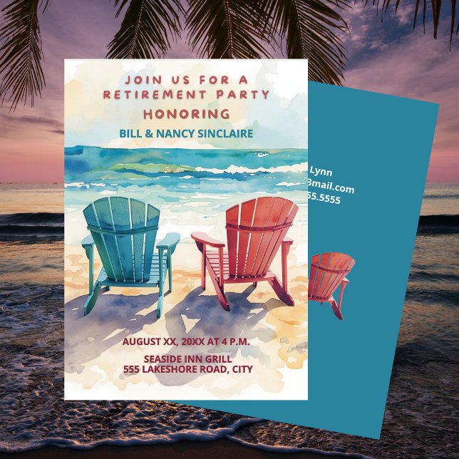 Convites Retirement Party Beach Theme Casual Fun (Retirement Party Beach Theme Casual Fun Invitation)