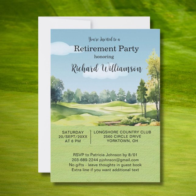 Convites Retirement Party Watercolor Golf Theme Invitation (Criador carregado)