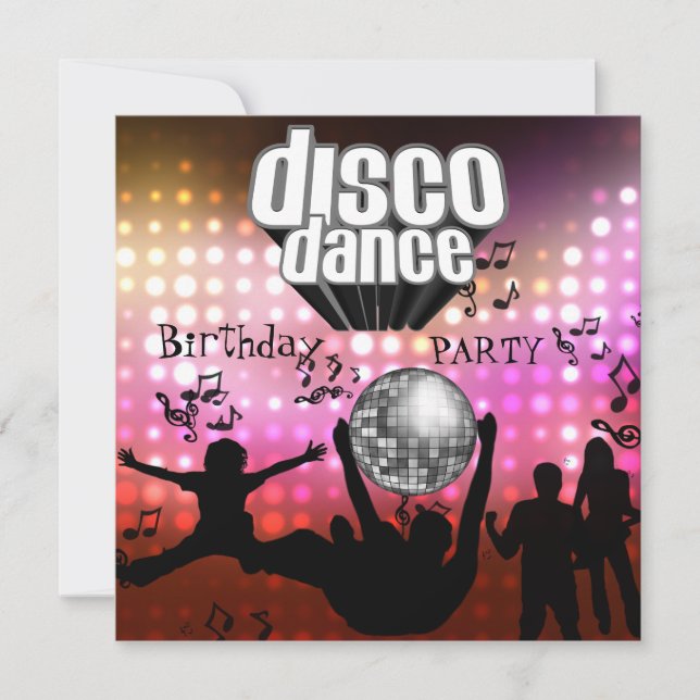 Convites Retorna de Festa de aniversário de Dança de Disco  (Frente)