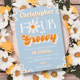 Convites Retrair Quatro Meninos De Groovy 4º Aniversário