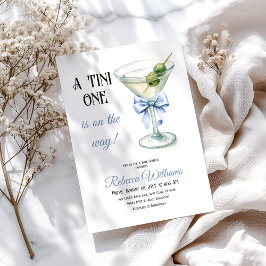 Convites Retrair Um Chá de fraldas Tini One Martini Blue Ar