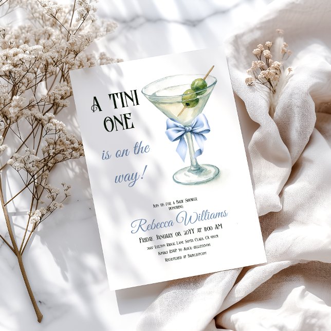 Convites Retrair Um Chá de fraldas Tini One Martini Blue Ar (Criador carregado)