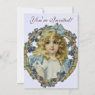 Convites Retrato Bonito para Menininha Antiquado Bonito