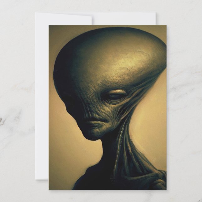 Convites Retrato de Alienígena desenhado à mão (Frente)