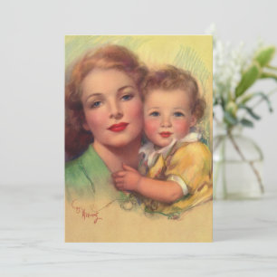 Convites Retrato de família vintage de mãe e filho