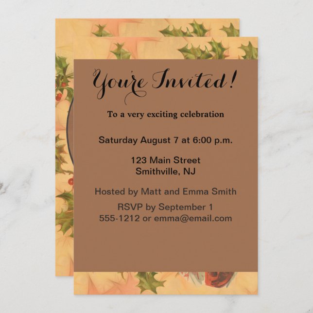 Convites Retrato de Natal do Papai Noel Vintage (Frente/Verso)