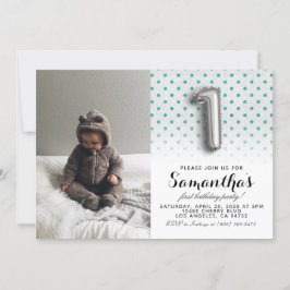 Convites Retrato de primeiro aniversario com brilho