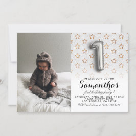 Convites Retrato de primeiro aniversario com brilho