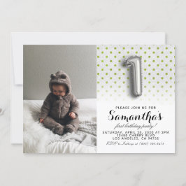 Convites Retrato de primeiro aniversario com brilho
