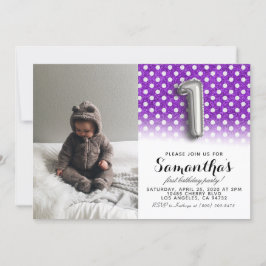 Convites Retrato de primeiro aniversario com brilho