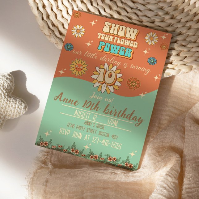 Convites retrato do estilo de groovy boêmico do 10.º aniver (Criador carregado)