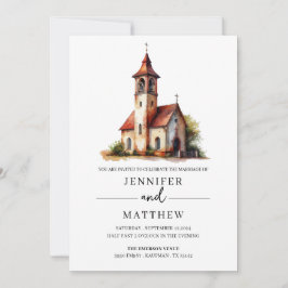 Convites Retrato do Local de Casamento de Aquarela Personal