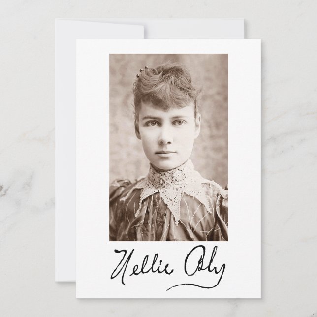 Convites Retrato e assinatura de Nellie Bly (Frente)