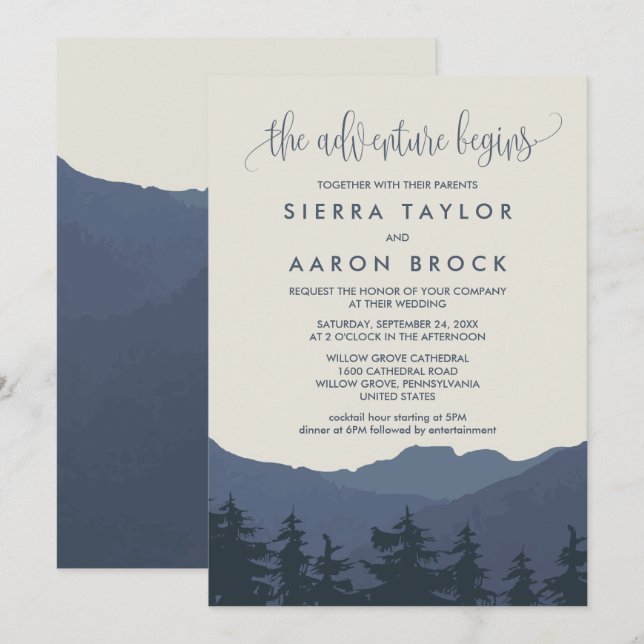 Convites Retretar para a aventura das montanhas inicia o ca (Frente/Verso)