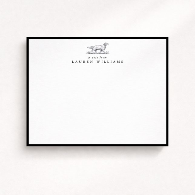 Convites Retriever Dog Sketch Black Border Note Card (Criador carregado)