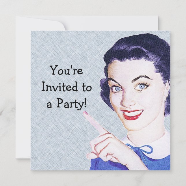 Convites Retro 1950s Apontando Mulher (Frente)