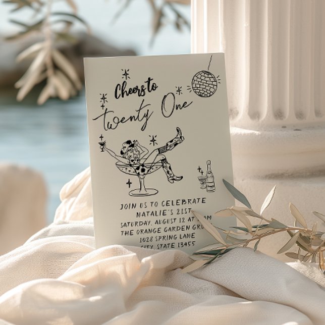 Convites Retro 21 ruas Desenhou Aniversário de Diversão Cos (Criador carregado)