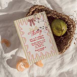 Convites Retro 30 Pintado Arco Alô 30 Aniversário