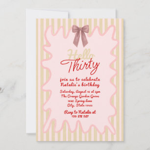 Convites Retro 30 Rosa Pintado Alô 30 Aniversário