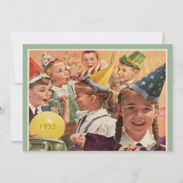Convites Retro 60ª Festa de aniversário 1955 Memórias da In (Frente)