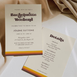 Convites Retro 60s cores de vintagem Bachelorette Weekend