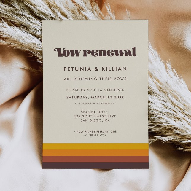 Convites Retro 60s Vintage Meio século Casamento Renovação  (Criador carregado)