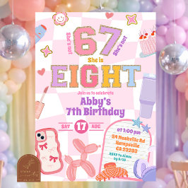 Convites Retro 67 Aesthetic Girl 8th Birthday Patch Party