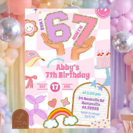 Convites Retro 67 Aesthetic Patch Party Birthday