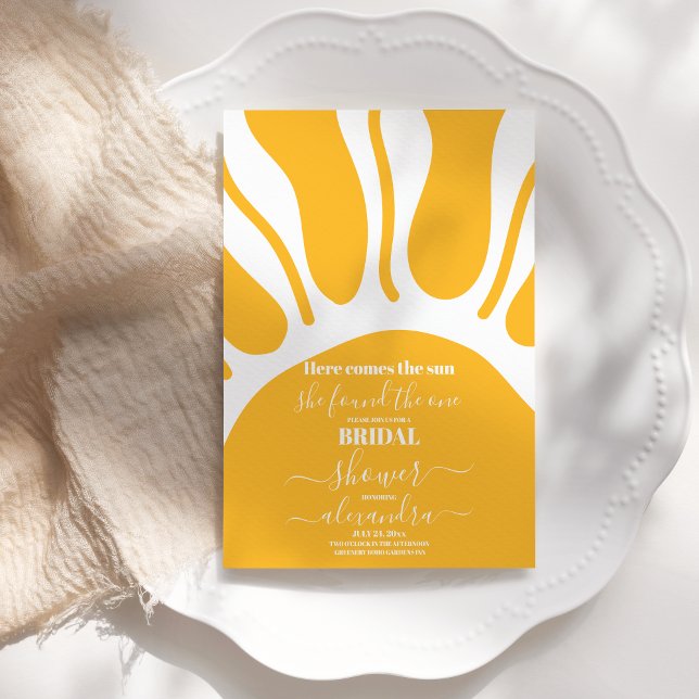 Convites Retro Amarelo vem o Chá de panela do Sol (Criador carregado)