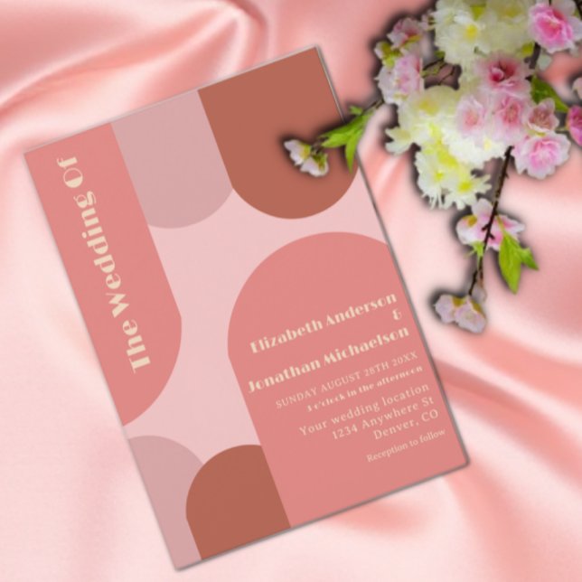 Convites Retro Arches Casamento Cor-de-Rosa Coral (Criador carregado)