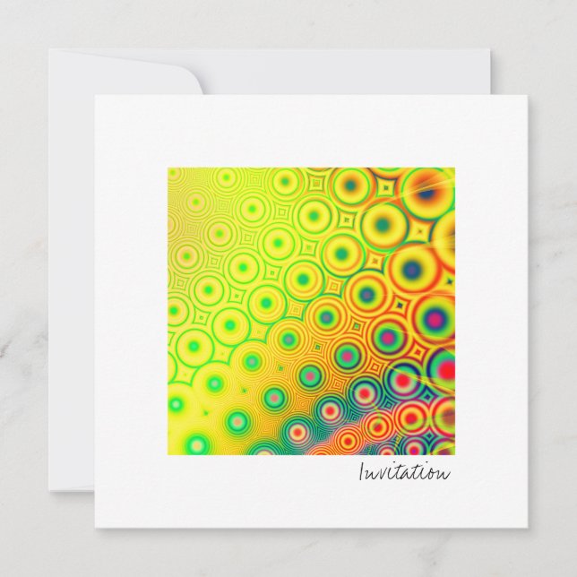 Convites Retro ・ Arte Fractal ・ Amarelo (Frente)