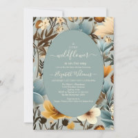 Retro Azul Um Pequeno Chá de fraldas De Flor Selva